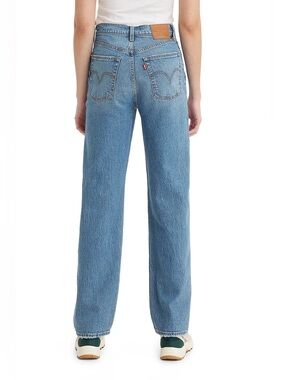 Levi's high-waisted straight-leg light wash jeans